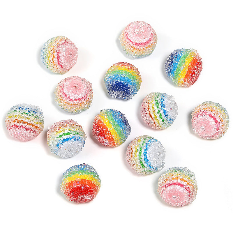 Wholesale 25pcs Diy Rainbow Striped Sugar Beads Accessories Material Beads
